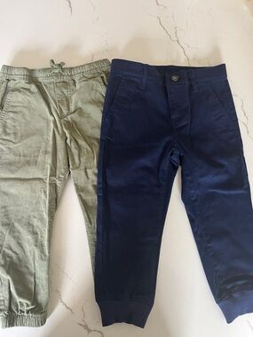Kids Olive Corduroy Jogger and Navy Chino Pants - 2-Pack